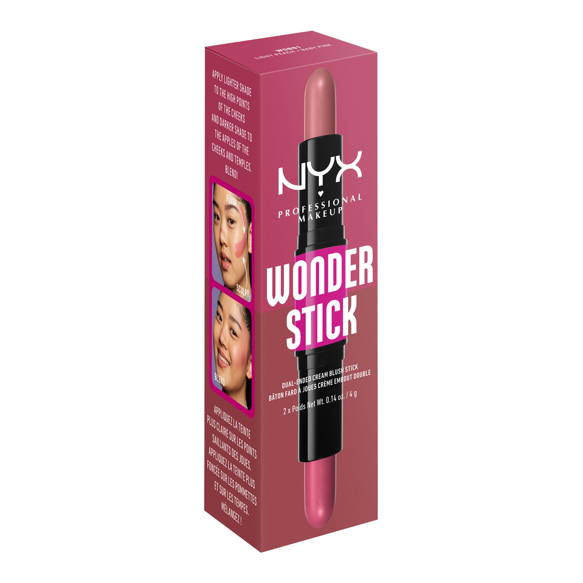 Nyx põsepuna wonder stick peach baby pink 4g