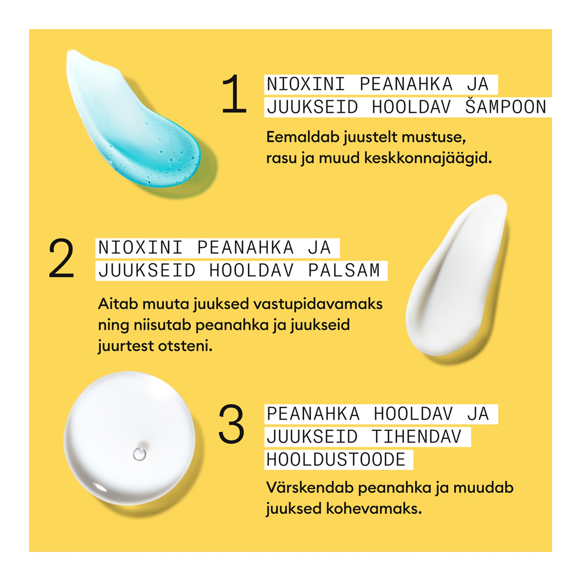 3-osaline peanahka hooldav ja juukseid tihendav hooldus 150ml+150ml+50ml