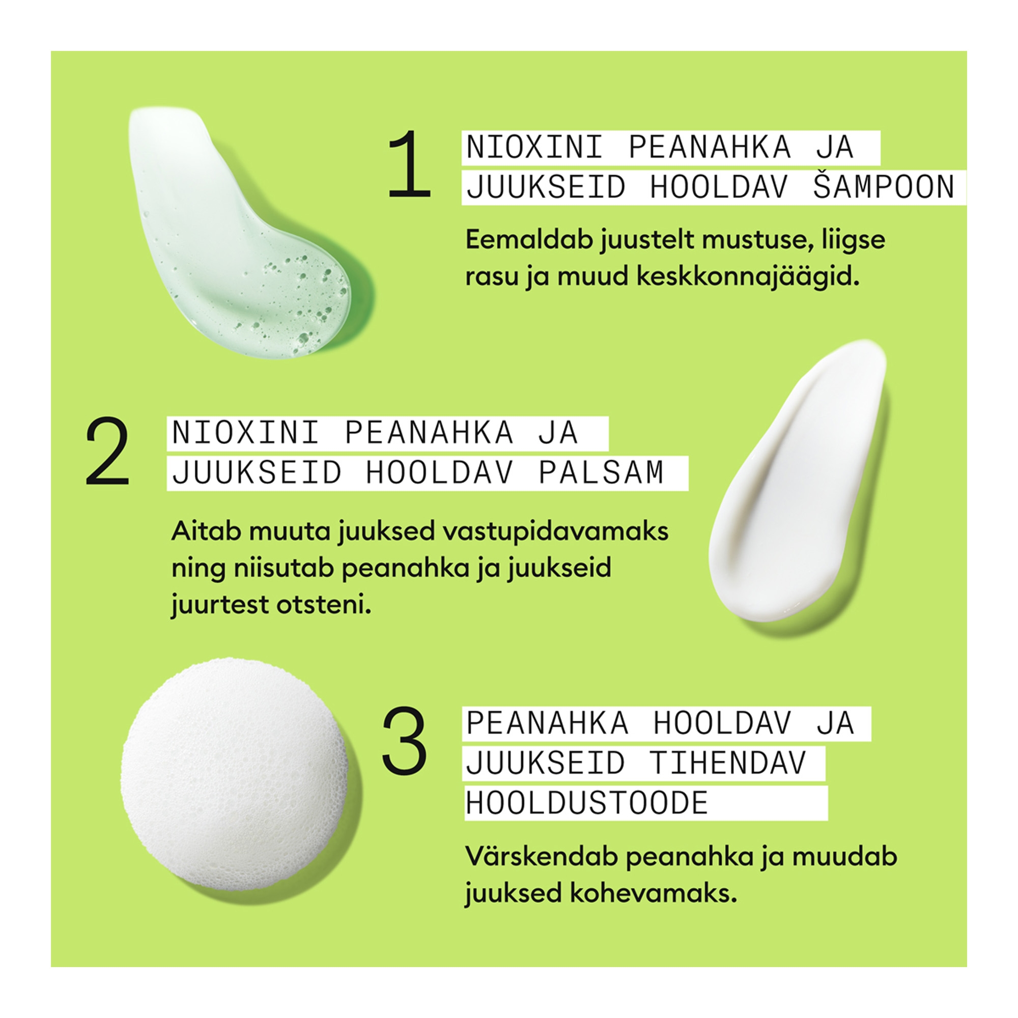 3-osaline peanahka hooldav ja juukseid tihendav hooldus 150ml+150ml+40ml