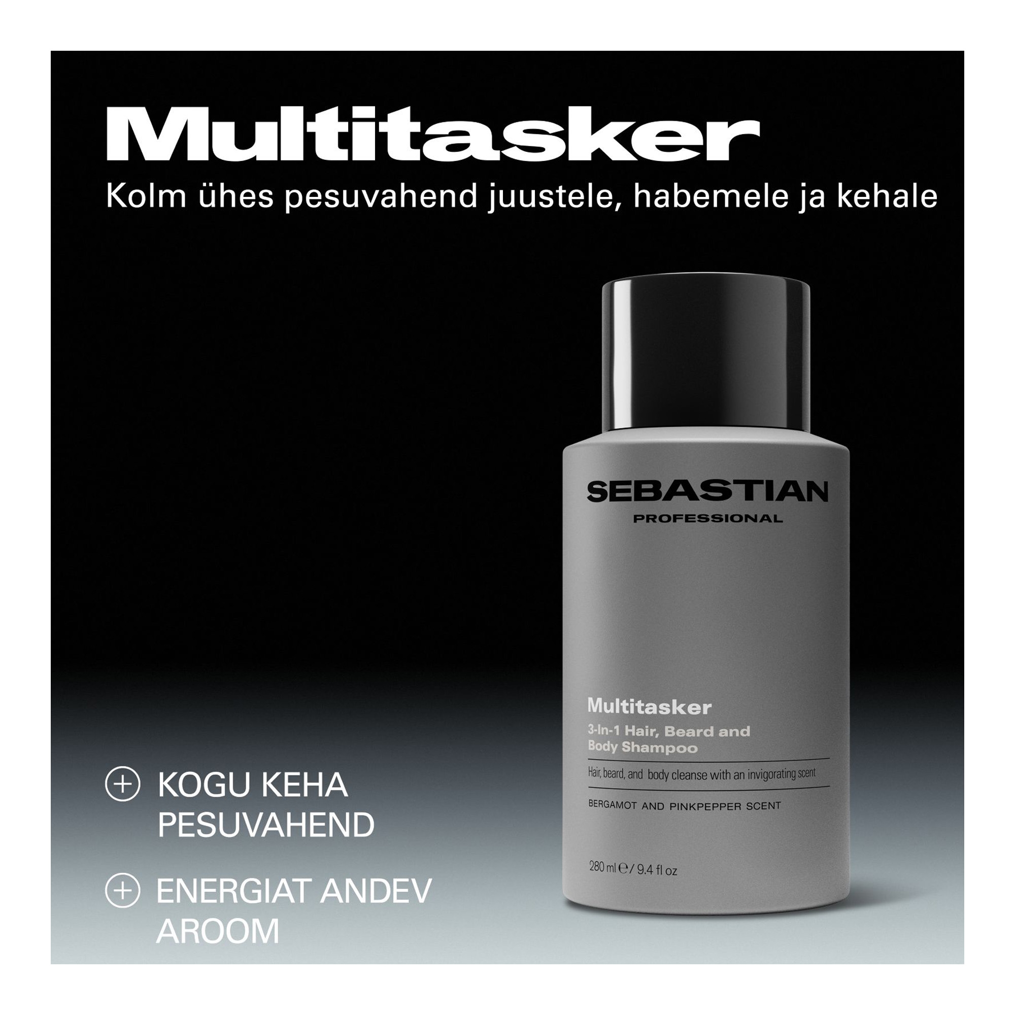 Multitasker - kolm ühes pesuvahend juustele, habemele ja kehale 280ml