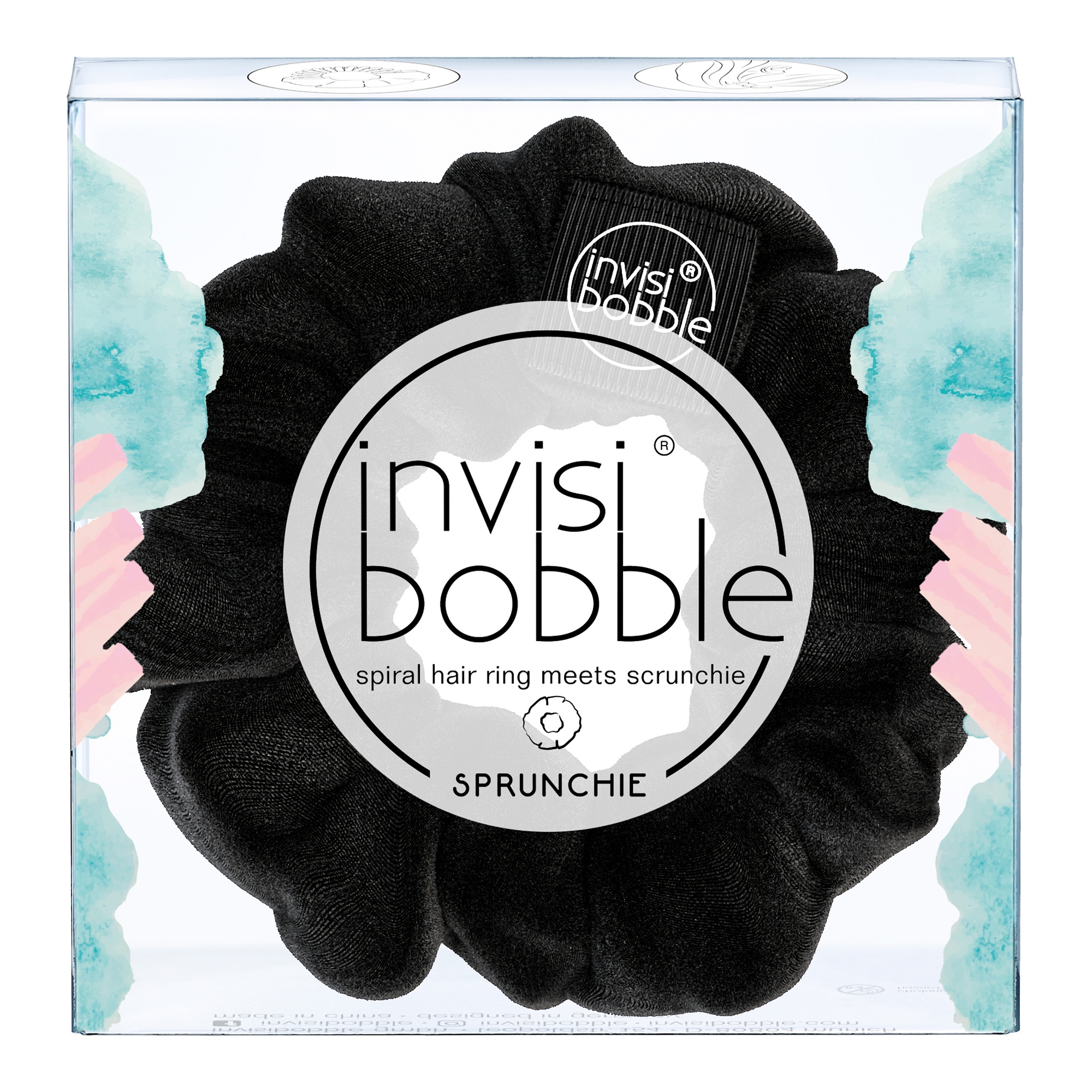 Sametiga kaetud must juuksekumm Sprunchie True Black 1tk