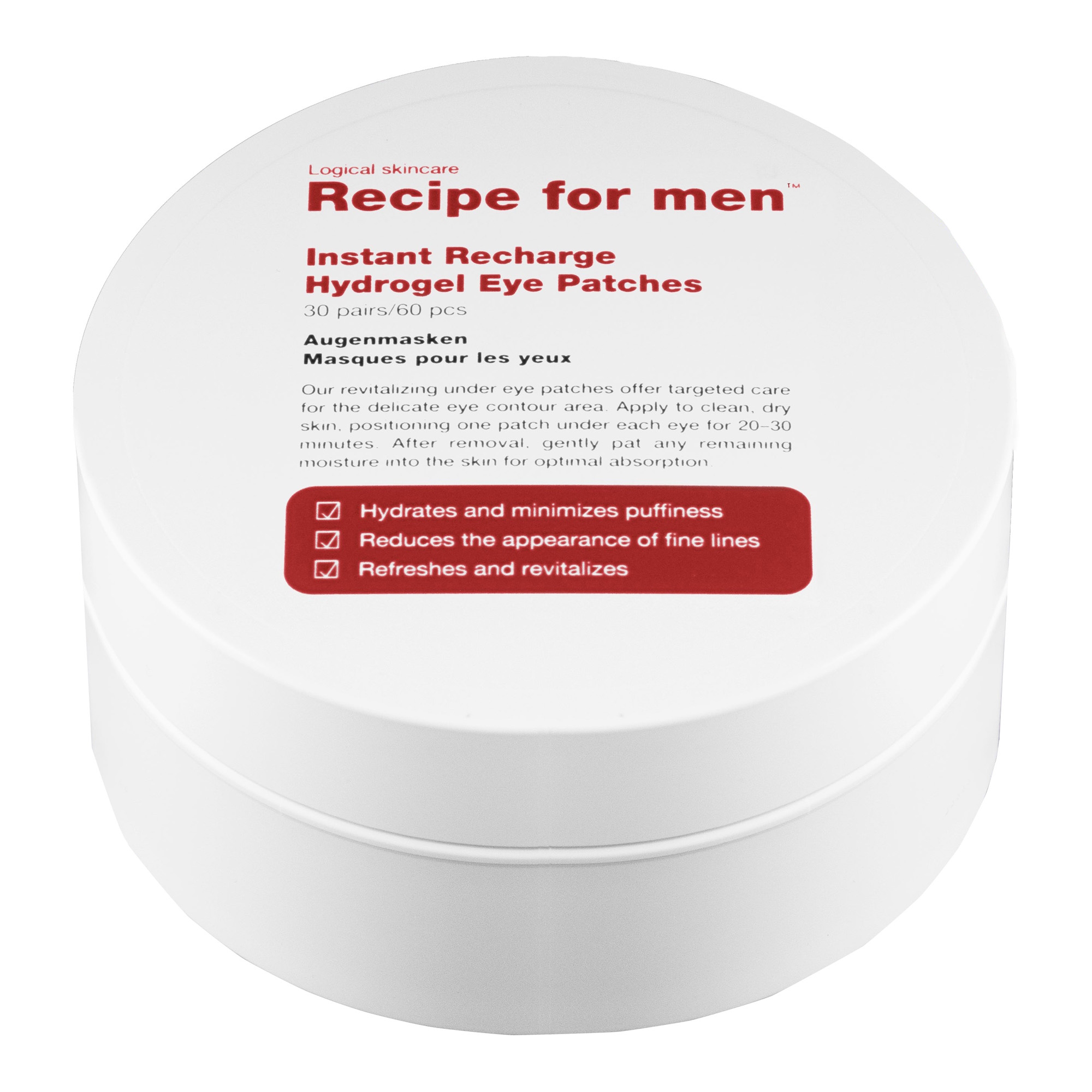 Värskendavad hüdrogeeliga silmapadjad meestele 60tk