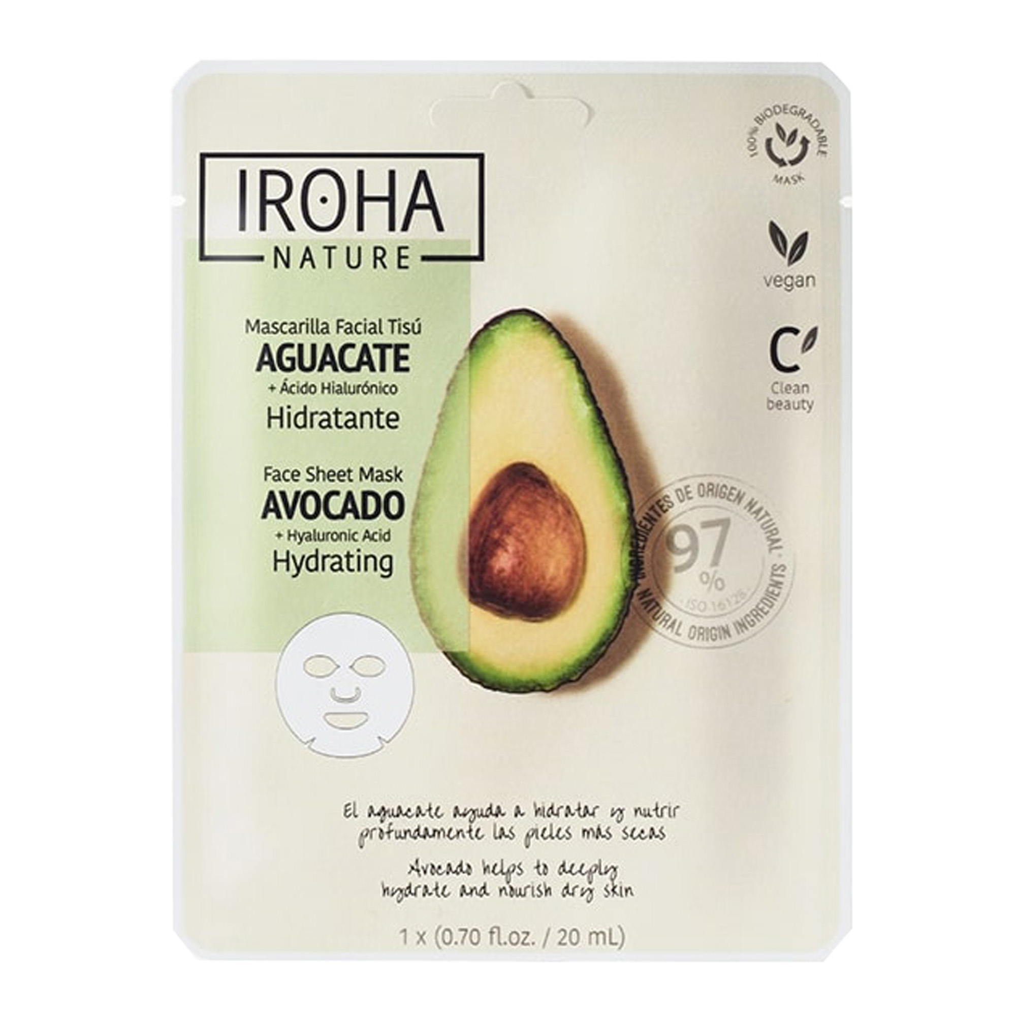 Niisutav näomask avokaado ja hüaluroonhappega 20ml