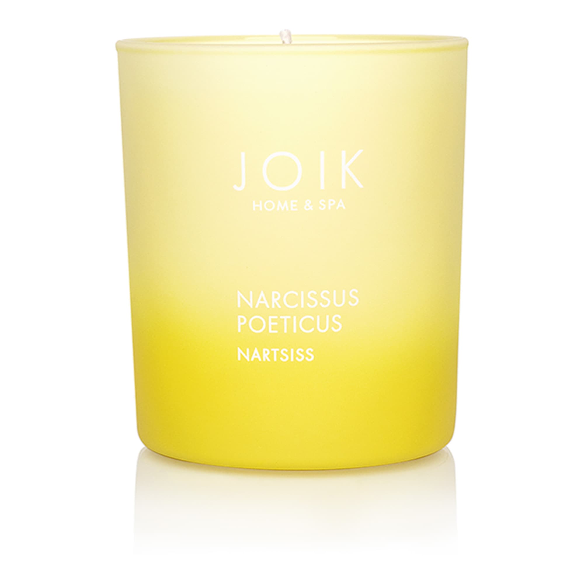 Rapsivahast lõhnaküünal Nartsiss värvilises klaasis 150g