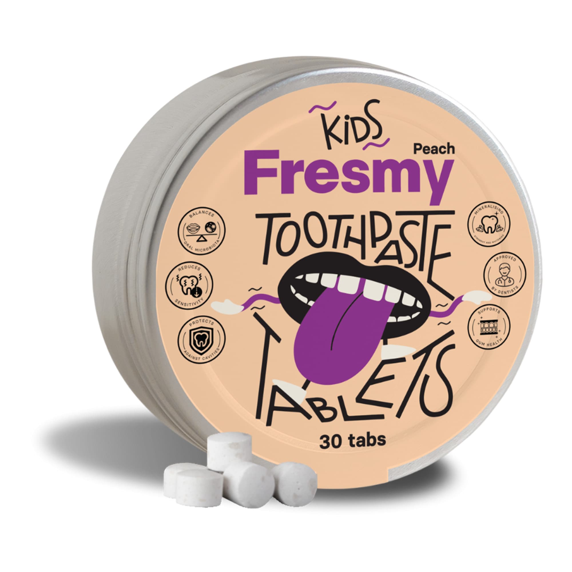 Virsikumaitselised hambapasta tabletid lastele 30tk