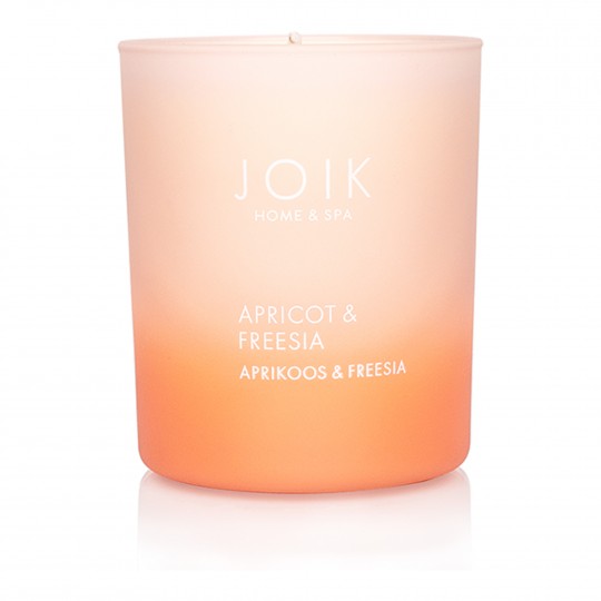 Rapsivahast lõhnaküünal Aprikoos & Freesia värvilises klaasis 150g